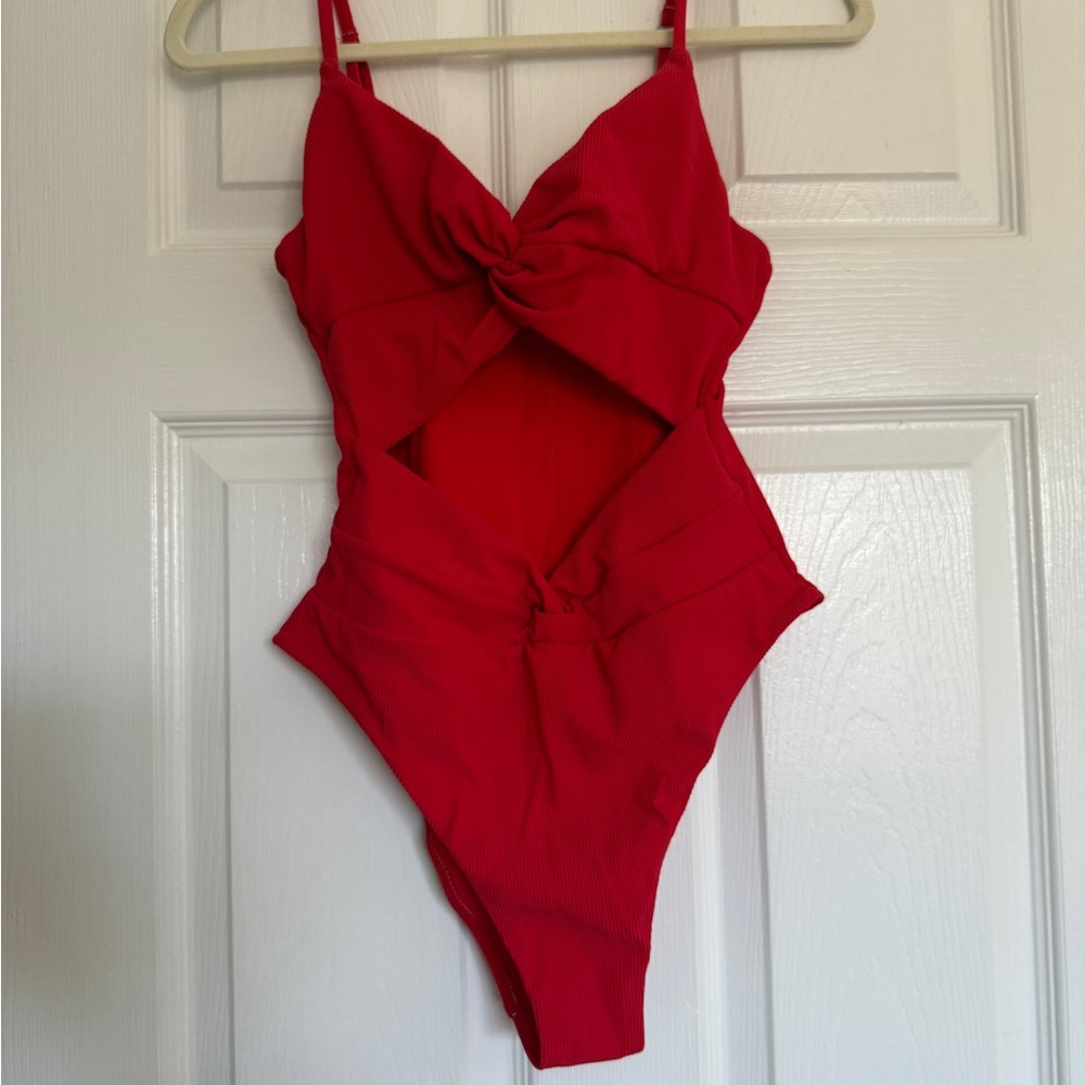 Red Cutout Swimsuit